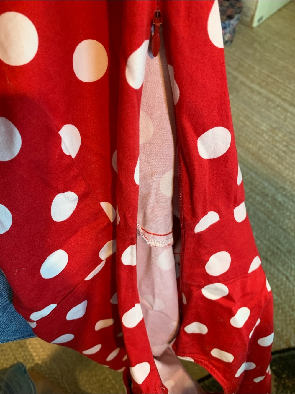 Sleeveless Vintage Inspired Red Polka Dot Mini Dress with Peter Pan Collar - Picture 10 of 11